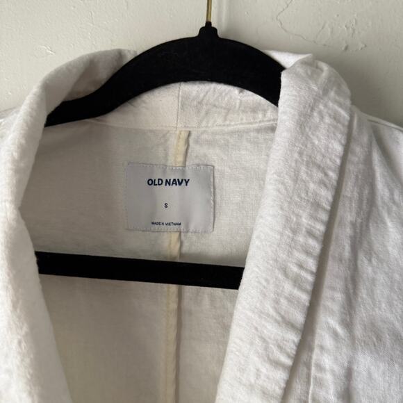 Old Navy White Linen Blend Blazer Women’s Size Small Lightweight Jacket - Picture 4 of 8
